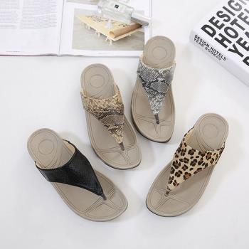【Taroko】個性動物紋夏季厚底舒適夾腳涼拖鞋(4色可選)