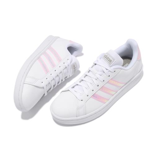 ADIDAS 休閒鞋女鞋運動皮革小白鞋GRAND COURT 白粉FY8925|慢跑鞋|ETMall東森購物網