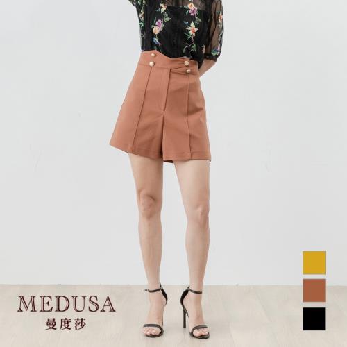 現貨【MEDUSA 曼度莎】復古高腰雙排釦短褲（M-XL）｜高腰顯瘦 俐落有型｜上班穿搭 職場穿搭