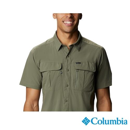 Columbia 哥倫比亞 男款-UPF30快排短袖襯衫-軍綠 UAE07630AG