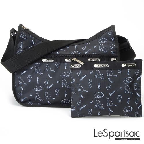 LeSportsac - Standard 側背水餃包/流浪包-附化妝包 (黑貓與鳥)