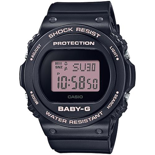 CASIO 卡西歐 BABY-G 人氣經典電子錶-黑/粉(BGD-570-1B)