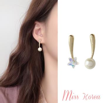 【MISS KOREA】韓國設計S925銀針小巧可愛星星珍珠造型耳釘