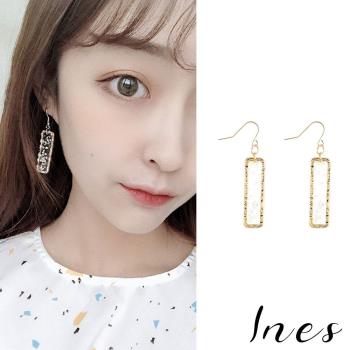 【INES】韓國設計半透明雪花亮片長方形復古耳環
