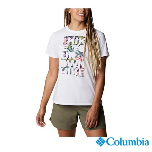 Columbia 哥倫比亞 女款-UPF50快排短袖上衣-印花 UAR21910FW