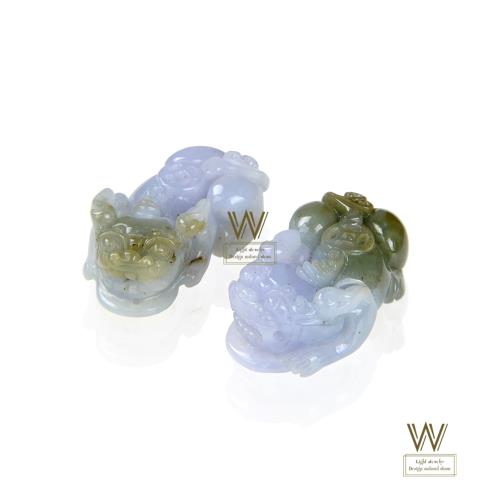 w-jewelry】天然翡翠A貨冰紫雙色貔貅吊墜(促銷款--G-1009-2)|貔貅/麒麟