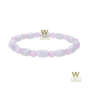 【w-jewelry】一路賺桶珠天然淡紫翡翠手珠(加紫鋰輝圓珠PP-30000-1)