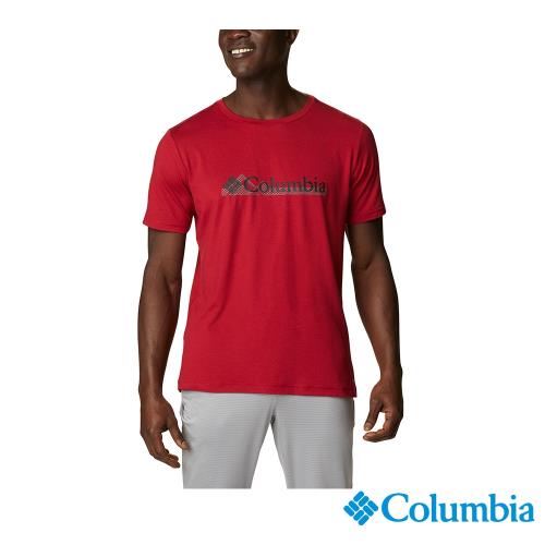 Columbia 哥倫比亞 男款-UPF50快排短袖上衣-紅色 UAE08010RD