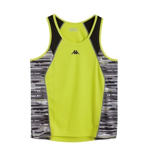 KAPPA義大利 時尚舒適型男吸濕排汗速乾田徑背心 岩草綠 黑RA72-R941-4