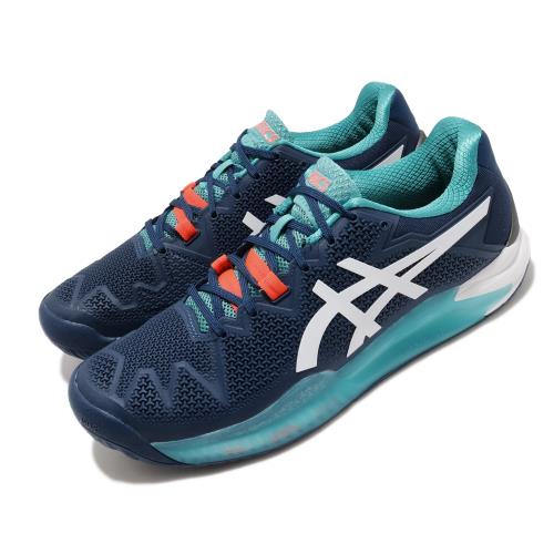 Asics 網球鞋 Gel-Resolution 8 運動 男鞋 亞瑟士 緩衝 耐磨 球鞋 舒適 輕量 藍 白 1041A079401