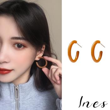 【INES】韓國設計S925銀針法式復古簡約C圈耳環 (2色任選)