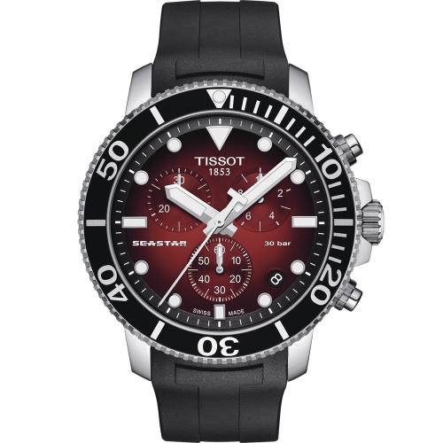 TISSOT 天梭 Seastar 1000海洋之星300米潛水錶(紅/45.5mm)T1204171742100