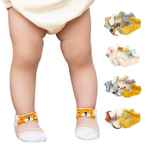 Colorland-5雙入-童襪 嬰兒襪 -春夏韓版冰絲兒童船襪 襪子