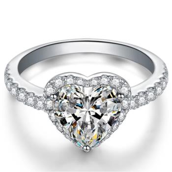 【Jpqueen】華麗切割愛心求婚情人璀璨晶鑽戒指(3色戒圍可選)