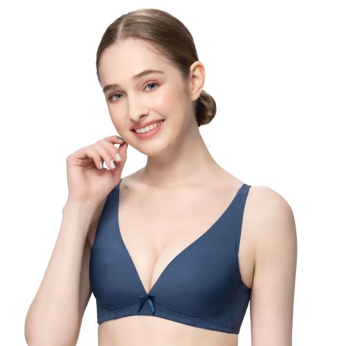 【Swear 思薇爾】  Love myself系列M-3XL無鋼圈低胸無痕包覆內衣(帝國藍)