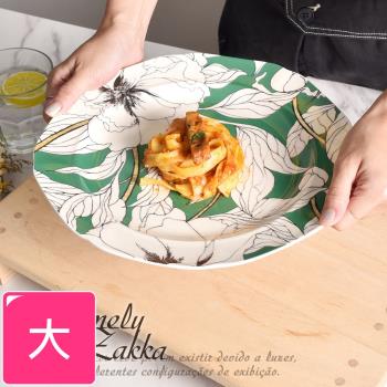 Homely Zakka 北歐輕奢風春花卉陶瓷餐具/牛排盤/西餐盤_大圓平盤27cm