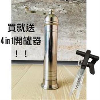 全銀色研磨罐+4in1開罐器---希臘廚具同款/旋轉式/不鏽鋼/胡椒罐/研磨罐/研磨瓶/開罐器