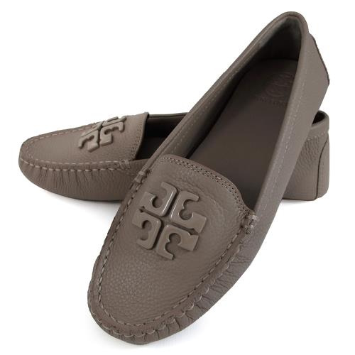 TORY BURCH 雙T LOGO灰色軟皮革平底鞋(7.5M)