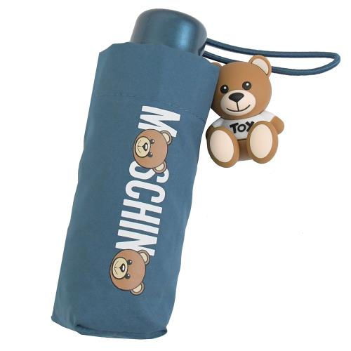 MOSCHINO 小熊吊飾輕量摺疊晴雨傘.藍
