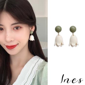 【INES】韓國設計S925銀針法式優雅復古鬱金香花朵耳環