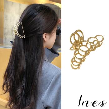 【INES】韓國設計金屬啞光縷空線條氣質抓夾 鯊魚夾 髮夾 (2款任選)