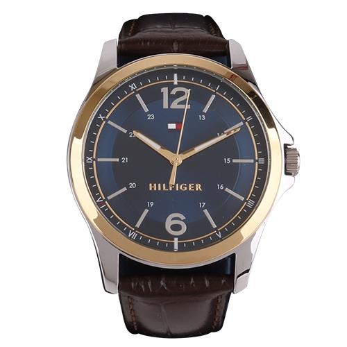 Tommy Hilfiger- Essentials鱷魚紋皮革錶帶 45mm時尚時尚腕錶(咖)