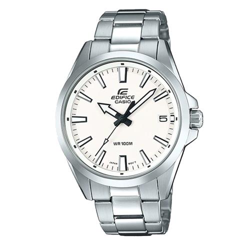 CASIO EDIFICE 日期顯示不鏽鋼錶帶腕錶(EFV-100D-7A)-白x48mm
