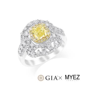 MYEZ GIA 1克拉天然黃彩鑽戒女戒 古典宮廷(Fancy Yellow)