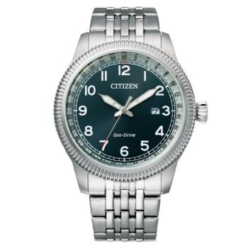 CITIZEN星辰 光動能 復古典雅商務腕錶 藍x銀 BM7480-81L