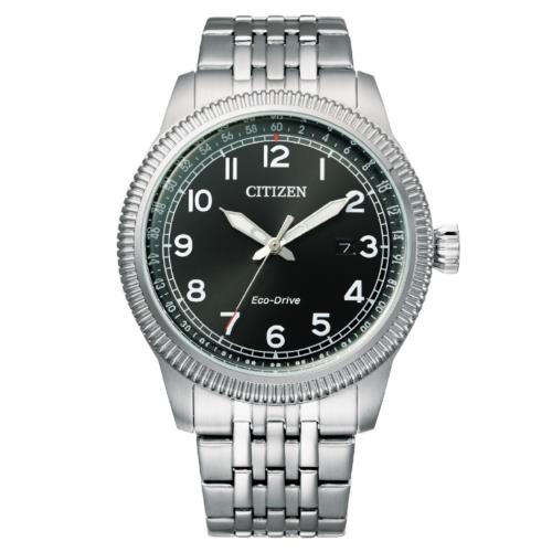CITIZEN星辰 光動能 復古典雅商務腕錶 黑x銀 BM7480-81E