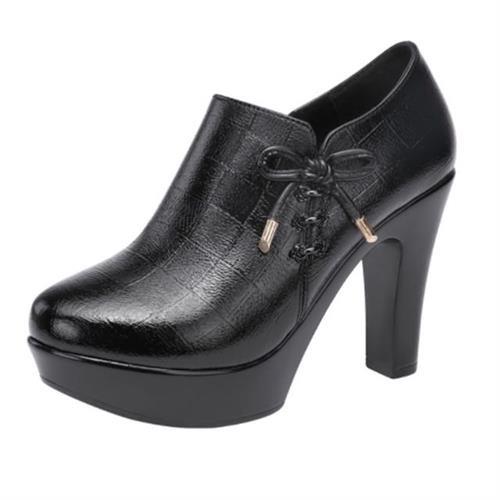 【Sp house】吸睛搶鏡石頭紋蝴蝶結淺口粗高跟短靴(2款可選)