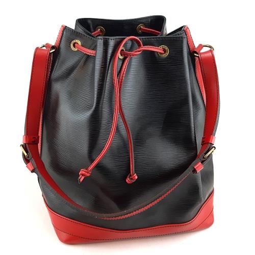 LV 紅黑雙色EPI麥穗壓紋肩背大水桶包(八五成新展示品)