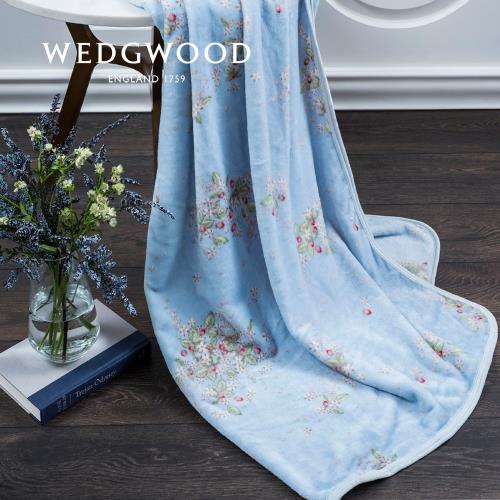 【WEDGWOOD】英倫野莓超細纖維印花毯藍-單人150x180cm