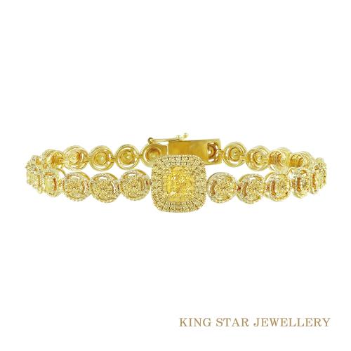King Star  靚麗2.5克拉黃彩鑽18K金鑽石手鍊 