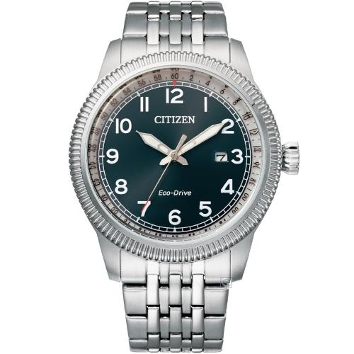 CITIZEN 星辰 GENTS 經典錢幣紋錶框復古男錶-(BM7480-81L)42.5mm