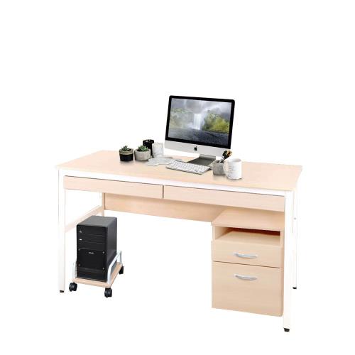 《DFhouse》  巴菲特電腦辦公桌(3色)+雙抽屜+主機架+活動櫃