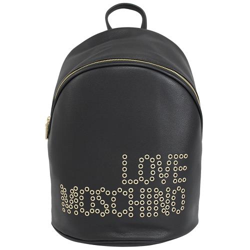 MOSCHINO LOVE MOSCHINO 鏤空LOGO造型皮革後背包.黑
