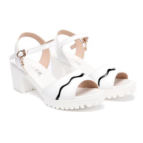 【Sp house】夏日時光漆皮魚嘴一字扣涼鞋(5色可選)