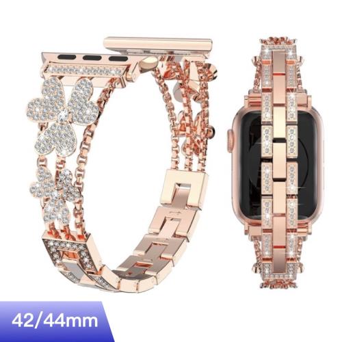 『環球嚴選』免運-蘋果專用apple watch質感鑲鑽錶帶(42/44mm)/替換錶帶/花朵造型/專用錶帶A7220047