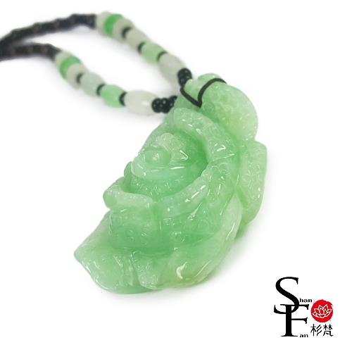 杉梵A貨翡翠冰種蘋果綠珍藏雅致富貴牡丹項鍊 植物 ETMall網