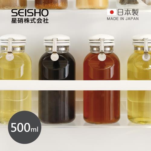 日本星硝SEISHO 日製單手快掀扣式玻璃密封醬料瓶-500ml