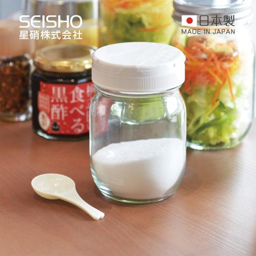 日本星硝SEISHO 日製2WAY雙開口玻璃調味料罐(附匙)-320ml