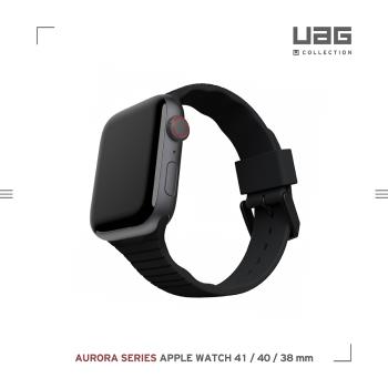 [U] Apple Watch 38/40/41mm 透氣矽膠錶帶-黑