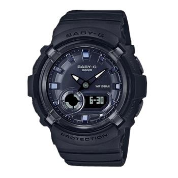 【CASIO 卡西歐】BABY-G 運動型設計 雙顯女錶 黑 橡膠錶帶 防水100米(BGA-280-1A)