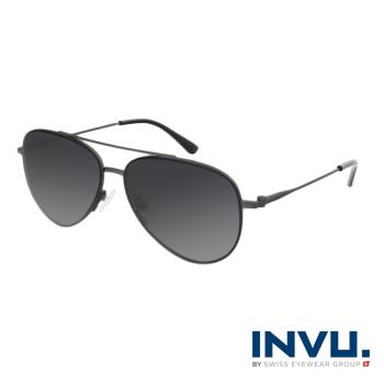【INVU】瑞士極細水滴型飛行員偏光太陽眼鏡(槍色) P1104C