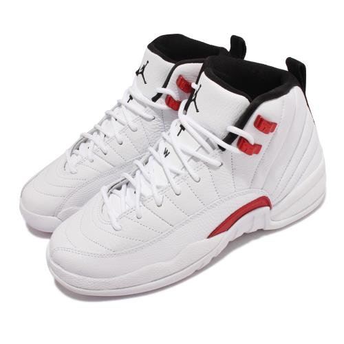 Nike 籃球鞋 Air Jordan 12 Retro 女鞋 經典款 喬丹12代 復刻 皮革 大童 白 紅 153265-106 [ACS 跨運動]