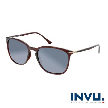 【INVU】瑞士簡約絞鏈設計偏光太陽眼鏡(酒紅) B2110D