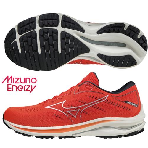 MIZUNO WAVE RIDER 25 男鞋 慢跑 U4ic ENERZY中底材質 柔軟 橘紅【運動世界】J1GC210394