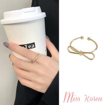 【MISS KOREA】韓國設計唯美細緻蝴蝶結線條造型開口戒