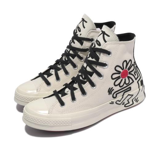Converse 休閒鞋 All Star 聯名 高筒 穿搭 男女鞋 Keith Haring 塗鴉藝術家 情侶 白黑 171858C